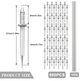 Seamless Nail with Double-Headed Base Thread, Pack of 500 Nails, Wall Double-Headed Nails for Skirting Boards without Marks, Invisible Safety Screws with a Nail-Specific Sleeve Tool