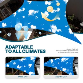 COARBOR 10'x18' Waterproof Sun Shade Sail Rectangle Canopy Shade Cover for Patio Outdoor Backyard Lawn Garden Pergola, Blue Sky