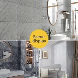 Marble Pattern PVC Peel-and-Stick Wall Tiles (30x30cm) – Waterproof Self-Adhesive Vinyl for Decorative Walls, Low-Traffic Floors, Bathroom & Kitchen Backsplash (W20 (10 Pcs))