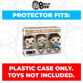 Display Geek, 1 x Plastic Pop Protector Only Compatible with 3 Pack Box The Office Utica Prank Funko Pop - Nothing Else fits