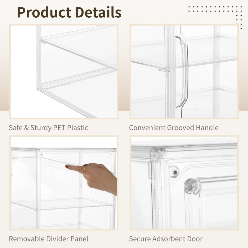 Homaisson Pastry Display Case, 4-Layer Adjustable Clear Bread Storage with