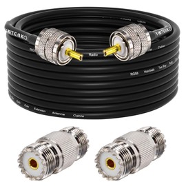 CB Antenna Cable 40ft, RG58 Coaxial Cable PL259 Male to Male, 50 Ohm Coax with 2PCS SO239 to SO239 Coax Adapter for CB Ham Radio Antenna