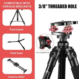 Peakloong Tripod Leveling Base with 3/8 to 1/4 Bracket Adapter, Aluminum Alloy Camera Leveler for Macro-Panoramic Photography LP64