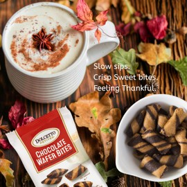 Dolcetto Petites Wafer Bites, Chocolate Flavor, 0.7 Oz Snack Bags (Pack of 24), Cream Filled Bite Sized Crispy Rolled Wafer Cookies, Halal