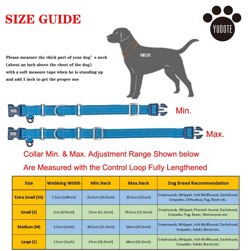 YUDOTE Reflective Martingale Dog Collars Escape-proof Anti-pull Training Coller with