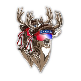 eDesign 2-Pack Deer Mullet Decal Vinyl - 4 Inches - Patriotic Deer Mullet Sticker for Car Truck Van Window Bumper Laptop Tablet Cup Tumbler Water Bottle and Any Smooth Surface