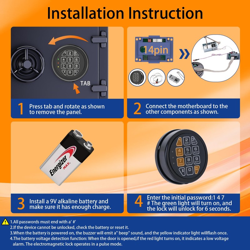 High Security Electronic Safe Lock Replacement Keypad with Solenoid Lock