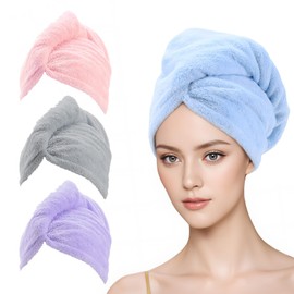 Tecbeauty Microfiber Hair Towel, 4Pcs Hair Wrap for Women Wet Hair Drying Tools