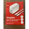 Staples TECH GaN USB-C Wall Charger with Cable 30W White