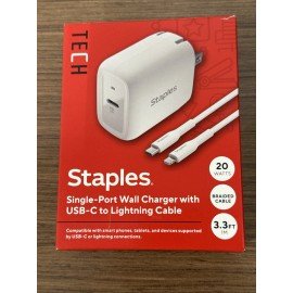 Staples TECH GaN USB-C Wall Charger with Cable 30W White (ST62325-CC)