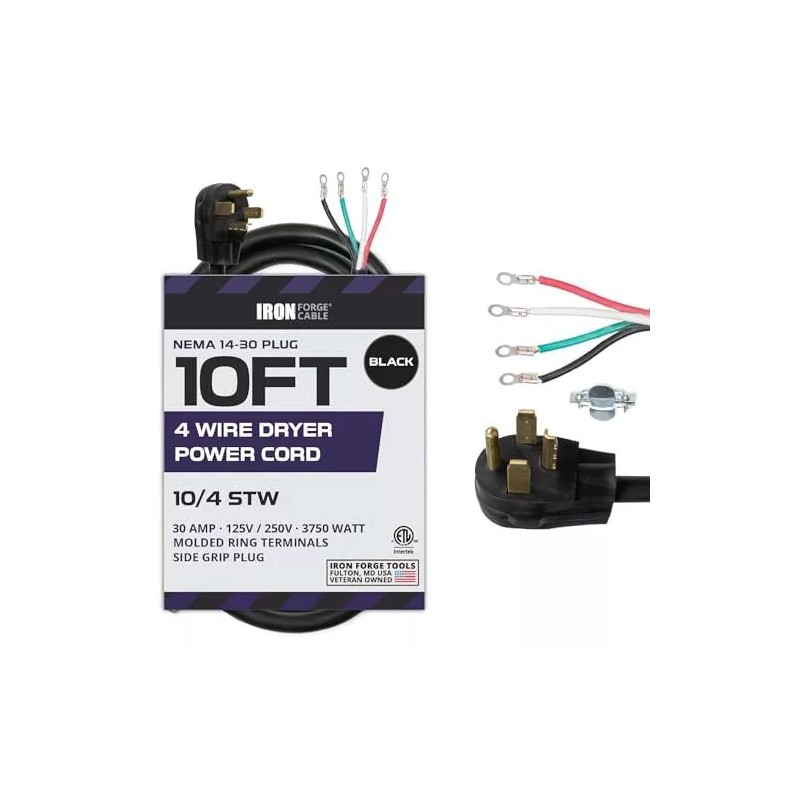 Iron Forge Tools 4 Prong Dryer Cord - 10 Ft