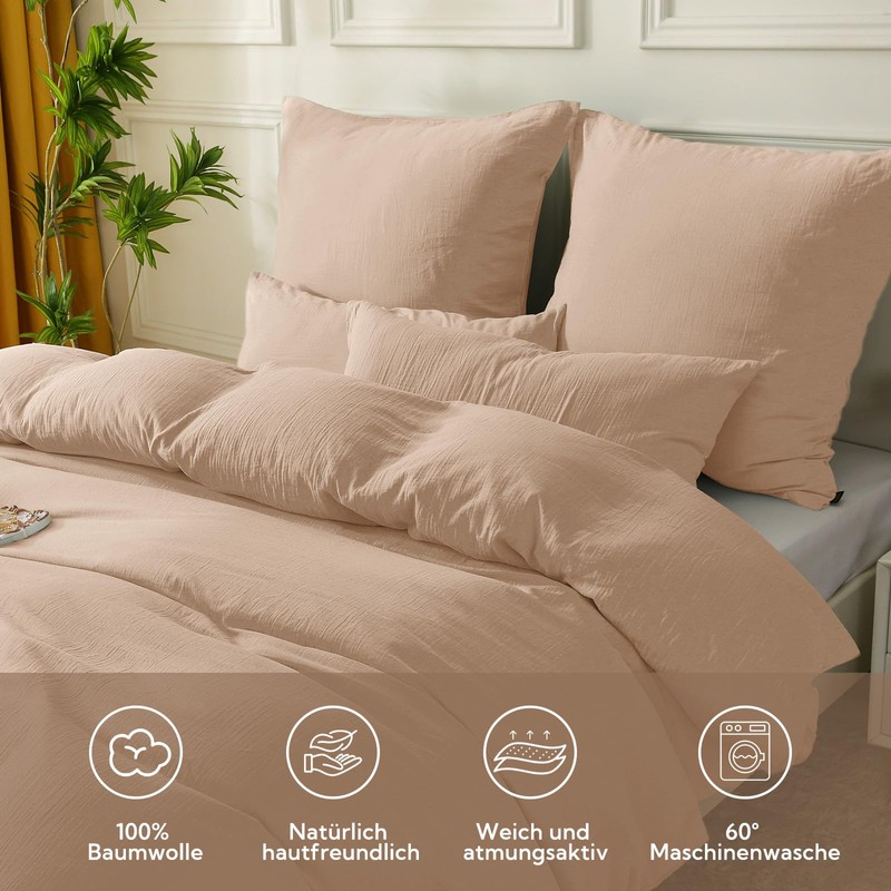 SOULFUL Muslin Cushion Cover 40 x 80 cm, Cotton, Apricot