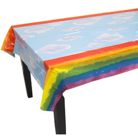 Iconikal Plastic Tablecloth Table Cover, Rainbow, 54 x 108-inches, 3 Pack
