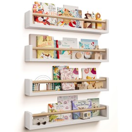 Seocry Nursery Book Shelves - 4 Pack, Wall Book Shelves for Bedroom Kids, Kids Wall Book Shelf, Book Shelf for Kid Rooms, Toddler, Baby, Play Room, Nursery Decor