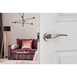 Designer Levers - Close Lever on Rose Door Handle - Sleek Design - Brushed Nickel - 1 Pair - Interior Use