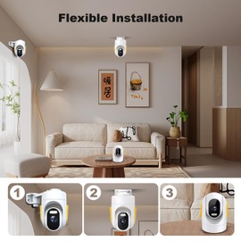 4MP Security Camera Outdoor Indoor, 2.4G 2K WiFi PTZ Outdoor Camera Home Security with Human Detection, Auto Tracking, Smart AI Alert, Color Night Vision, Two-Way Talk, Waterproof(White)