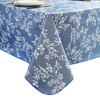 LIBERECOO Vinyl Tablecloth with Flannel Backing –Indigo Botanical Charm, Waterproof,