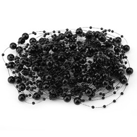 10M Roll Pearls String,Fishing Line Artificial Pearls Bead Garland, Pearl Strings for Decorating Wedding Centerpieces Bridal Bouquet DIY Crafts (Black)