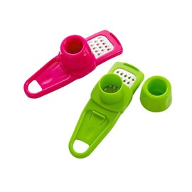 2Pcs Garlic Press Easy Squeeze and Clean Garlic Mincer and Crusher Chopper Peeler Handheld Kitchen Tool (Red+Green)