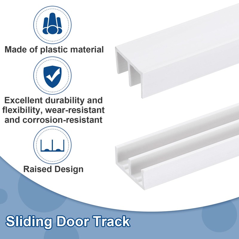 uxcell 4Set White Plastic Sliding Door Track, Sliding Glass Window