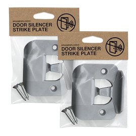 BrainExploder Door Silencer Strike Plate - Flexible, Noise Eliminating Fix for Loud Latches | Fits with No Modifications, Stops Slamming | -20 dB | 4X Quieter | Gray/Two Pack