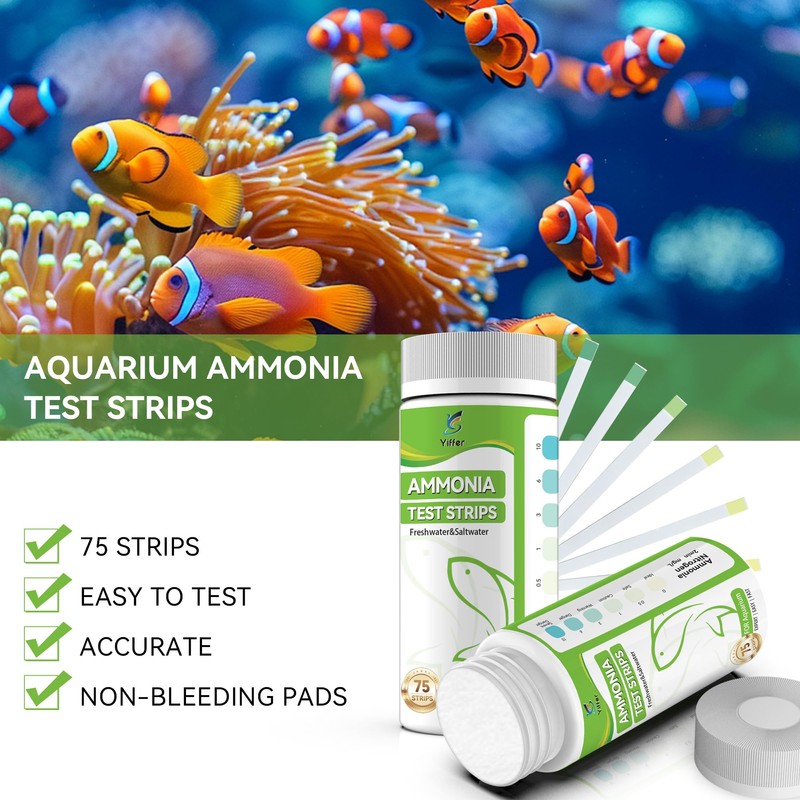 Yiffer 75-Count Ammonia Test Strips for Fish Tank, Freshwater &