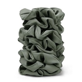 SEVEN STYLE Coleteros de satén para mujer – 8 unidades de coleteros de seda verde – Antiarrugas, antifrizz, suaves y elegantes, ideales para cabello g