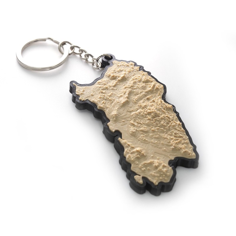 Generico Sardinia 3D Topographic Keyring, Brown-Black H