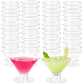 50 Pack Disposable Plastic Martini Glasses 5oz, Sturdy Mini Cocktail Cups for Champagne, Wine, Ice Cream, Unbreakable Clear Drinkware for Weddings,Party,Birthdays, Catering