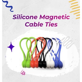 20 Pack Reusable Silicone Magnetic Cable Ties Twist Ties for Home/Office Cord Wrap, Cable Organizer, Magnetic Cord Holder, Cable Organizer Fridge Magnets - Perfect Smart Home Gadgets! 10 COLORS