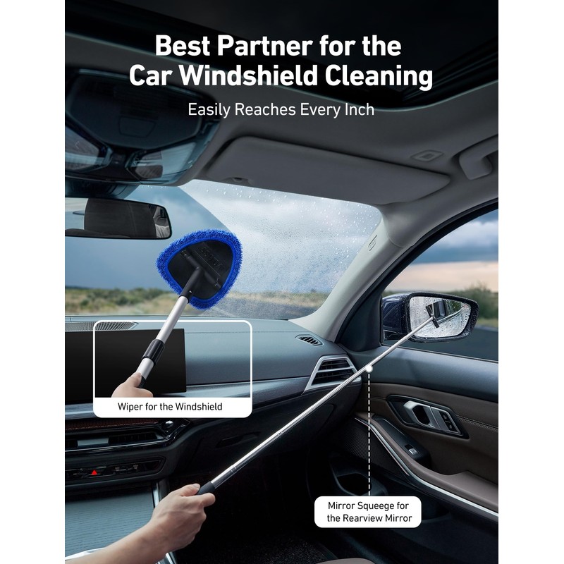 AstroAI Car Windshield Cleaner Tool, Window Cleaning Kit with 41in