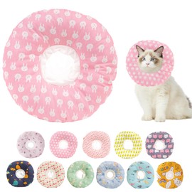 Paipeper Inflatable Cone Collar for Cats After Surgery,Soft & Alternative Cat Cone,Anti-Lick Wound Elizabethan,Comfortable E Collar（Bunny-m）