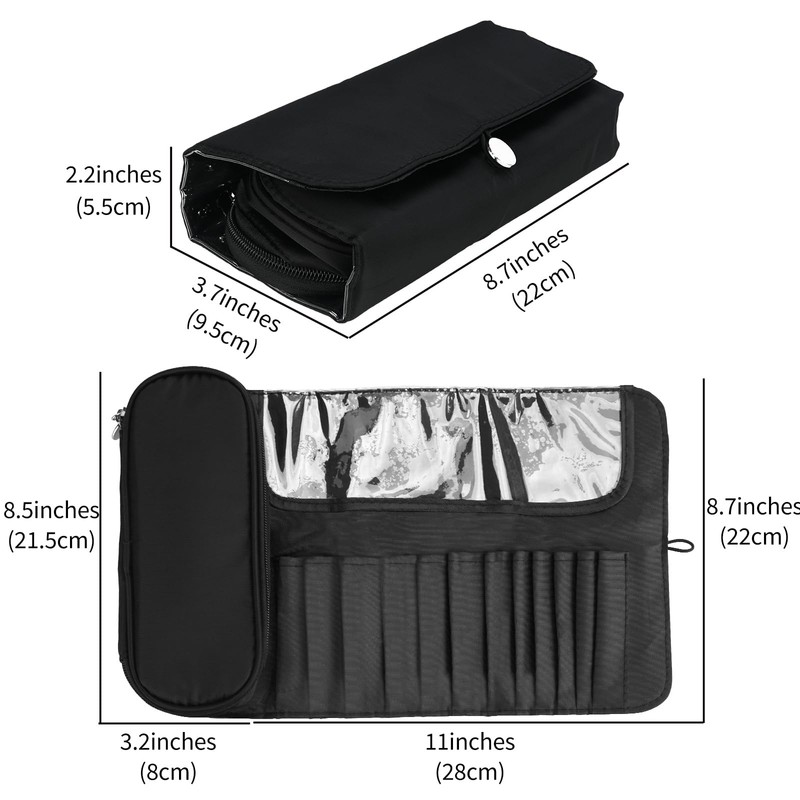 Portable Folding Makeup Brush Bag, Multifunctional Cosmetics Rolling Storage Case