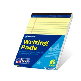 WritePads Legal Pad 5 x 8 Note Pad, College Ruled Writing Pad,Small Legal Pad, Canary Paper,6 Pack,50 Sheets Per Pad,Micro perforated Notepad,Made in the USA
