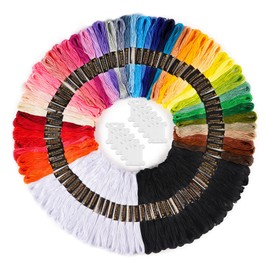 52 Colours Embroidery Thread Set, Contains 50 Coloured Knitting Yarn and 30 Black and White Threads, Very Suitable for Making Friendship Bracelets, Knotting, Embroidery and Cross Stitch
