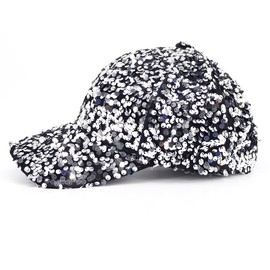 Coolwife Baseball Cap Sport Adjustable Workouts Activities Sun Hat for Men and Women (Sequin Silver)