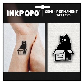 INKPOPO 3 Sheets Semi-Permanent Tattoos for Adults | 7-15 Days Longwear | Waterproof & Realistic Finish | Adult Art Temporary Tattoos | Cute Cat Series 049