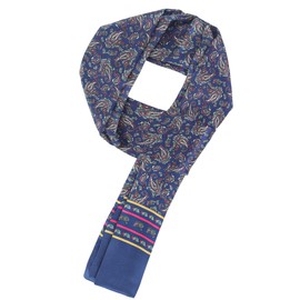 WANYING Elegant Silk Scarf for Men 100% Silk 11 Momme Men's Scarf Double Sided for Spring Summer Autumn Casual Business 155 x 26 cm, H - Paisley Dark Blue