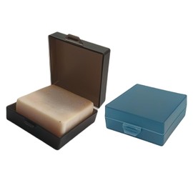 Elimeta Soap Holder 2 Pack, Shower Bar Case Box Fit Dr Squatch, Waterproof Travel Container with Lid, Square Bathroom Soap Dish for Camping Gym Outdoor Traveling (Clear Black/Blue)