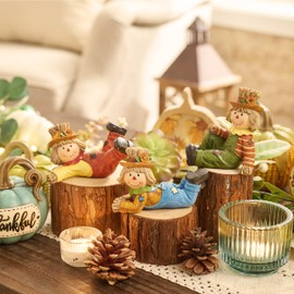 Valery Madelyn Fall Decorations for Home, Scarecrow 3 Pcs Fall Decor for Table Indoor Outdoor, Resin Thanksgiving Decorations Garden Pumpkins Figurines for Autumn Harvest Porch Tiered Tray, 3Inch