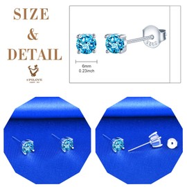 CPSLOVE Fashion 925 Silver Earrings for Women 6 cm Solitaire Earrings Elegant Ladies Girls Four Claws Coloured Zirconia Stud Earrings, Silver, Cubic Zirconia
