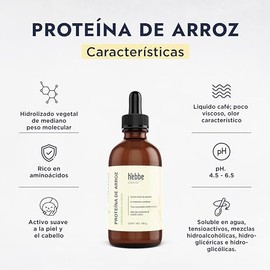 HEBBE - Proteína de Arroz 100 g | Hidrolizado de Proteína de Arroz | Hidratante para Piel y Cabello | Propiedades Faciales y Capilares | Contenido 100