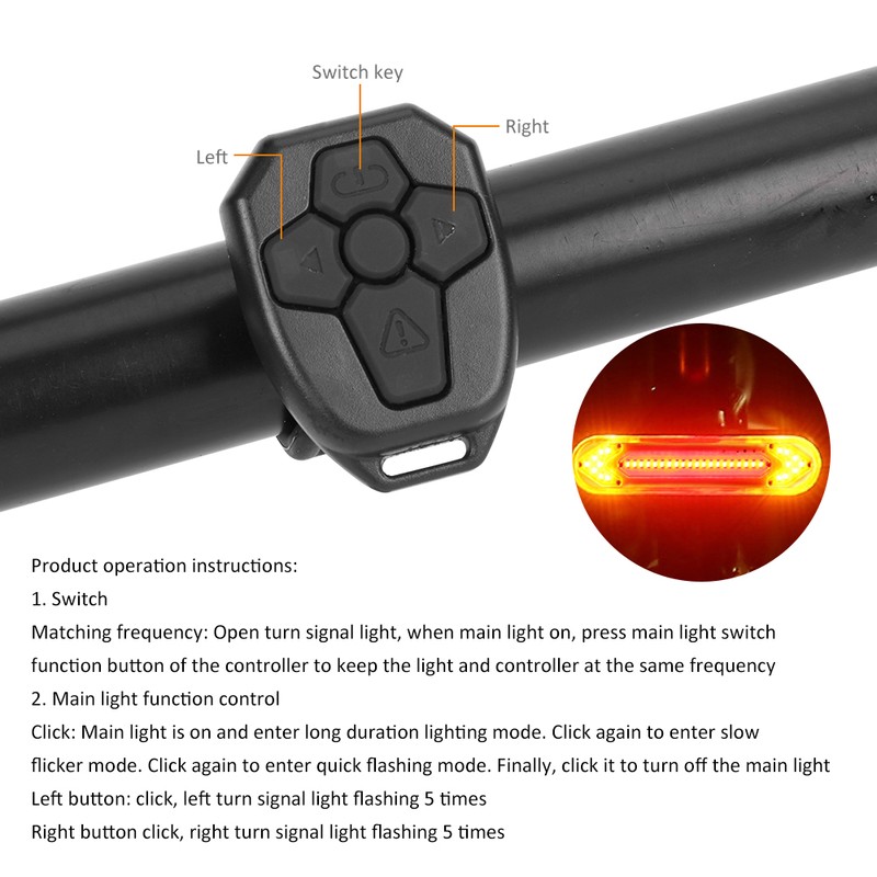 BK600 Mountain Bike USB Charging LED Wireless Remote Safe Warning