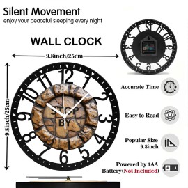 25cm Circular Iron Wall Clock with a Baseball Bat and Mittsheet size: 10 inch, color: Black