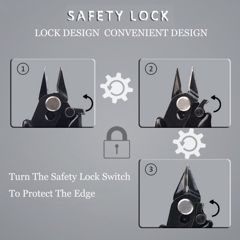 BOENFU 3.5 Inches Mini Cutter with Lock, Flush Cutters, Small