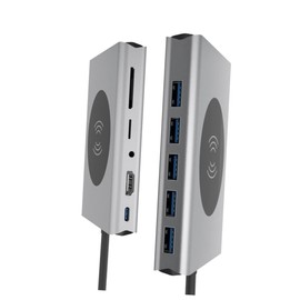 KOMBIUDA 1pc USB Hub Pd Adapter Type-c to USB and Ports for Rapid Charging and Audio Output for Home Use Silver