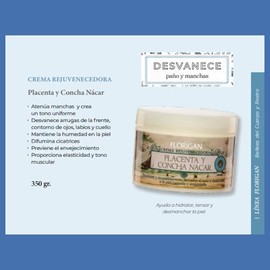 Crema Rejuvenecedora PLACENTA y CONCHA NÁCAR 350grs. FLORIGAN (3 piezas)