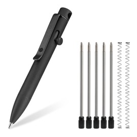 KeyUnity KP04BK Bolt Action Ballpoint Pen with Clip Titanium Alloy EDC Pocket Pen Retractable Metal Ballpoint Pen for Daily Carry