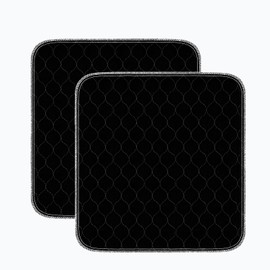 RIQINXIN Absorbent Reusable Seat Protector Pads 2Pcs Waterproof Incontinence & Bedwetting Chair Pads Washable Underpads for Adults Elderly (Bed Wheelchair Sofa) Quilted Chuck Pads 21x22in Black