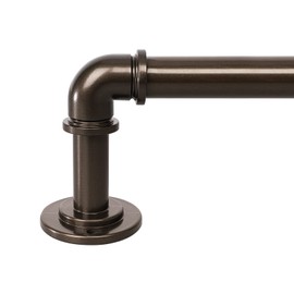 OLV Bronze Industrial Curtain Rods for Windows 48 to 84 Inch(4 to 7 Feet), 1 Inch Diameter Blackout Wrap Around Adjustable Heavy Duty Window Drapery Rods, Indoor and Outdoor